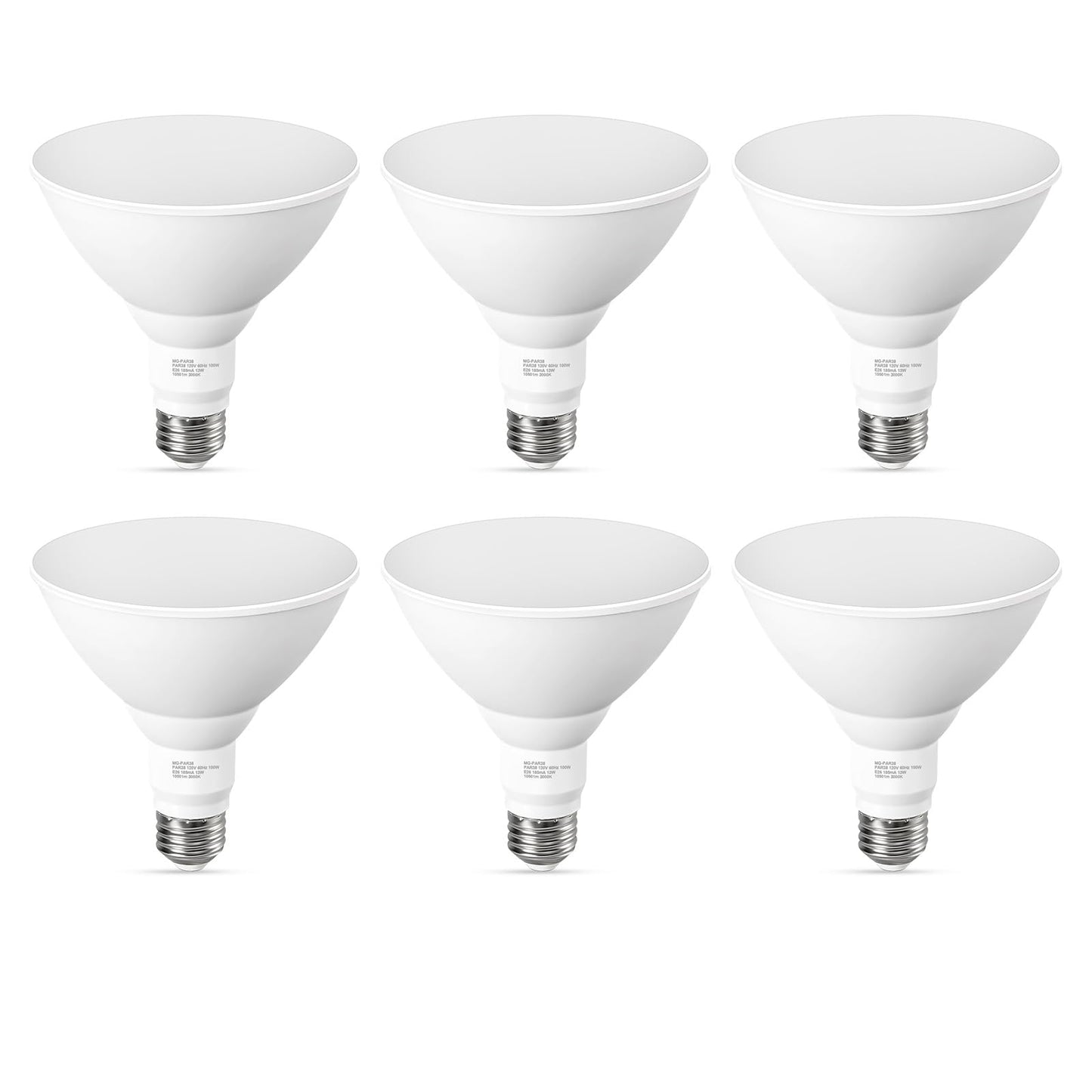 GvvooHome Soft White PAR38 LED Flood Light Bulbs Outdoor, 3000K Warm Glow, 13W, 100W Equivalent, 1050 Lumens, Dimmable Waterproof E26 Bulb for Patio