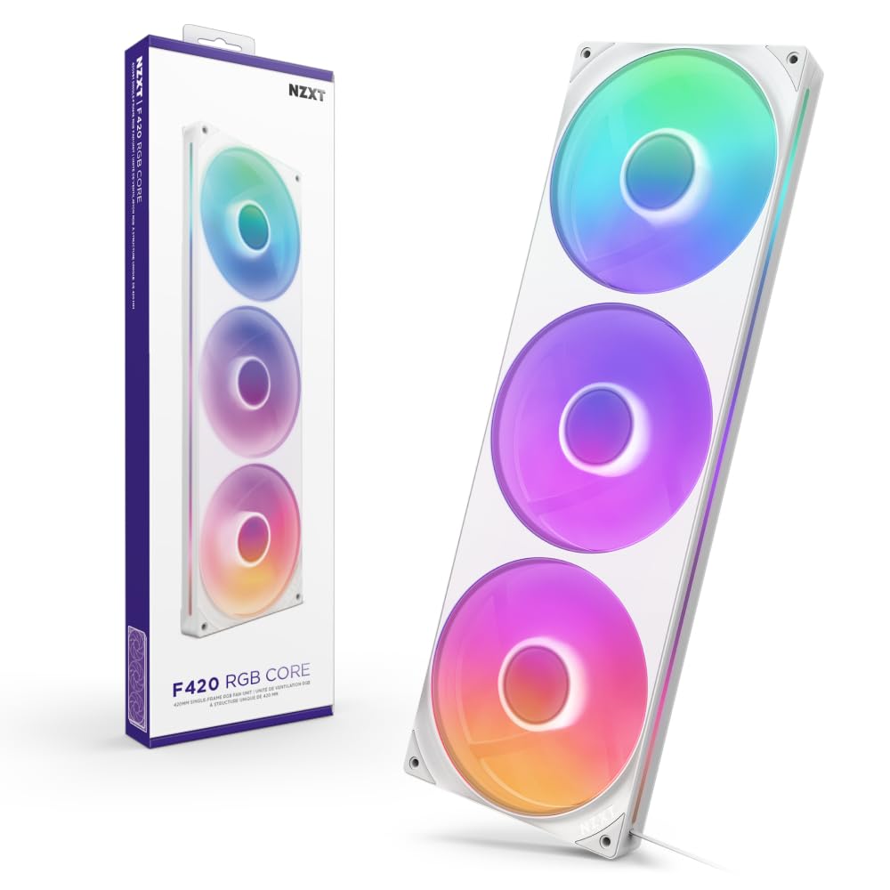 NZXT F420 RGB Core - 420mm Single-Frame RGB Fan Unit - White