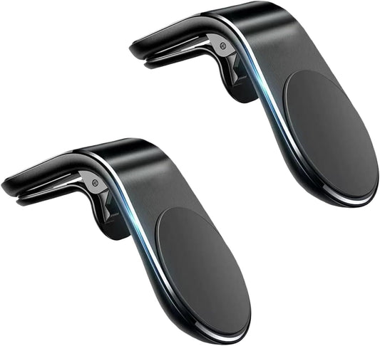 WNHNO 2Pcs Black Universal Phone Holder Clip Car Air Vent Magnetic Mount Holder Bracket for GPS Suporte Celular Car Phone, Vent Clip Phone Holder,Cell