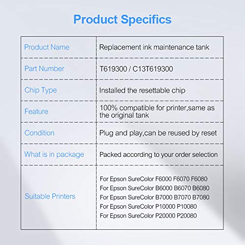 UPink T6193 T619300 Maintenance Box Compatible for T3070 T5070 T3200 T5200 T7200 F6000 Printer Waste Ink Tank