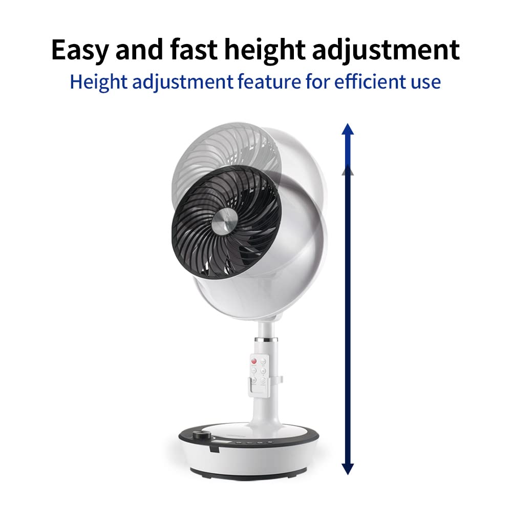 Soleus Air DC Motor Circulator Fan, 12 Speed Cooling Floor Fan, Adhustable Height, Oscillating, Outdoor Indoor Camping Travel