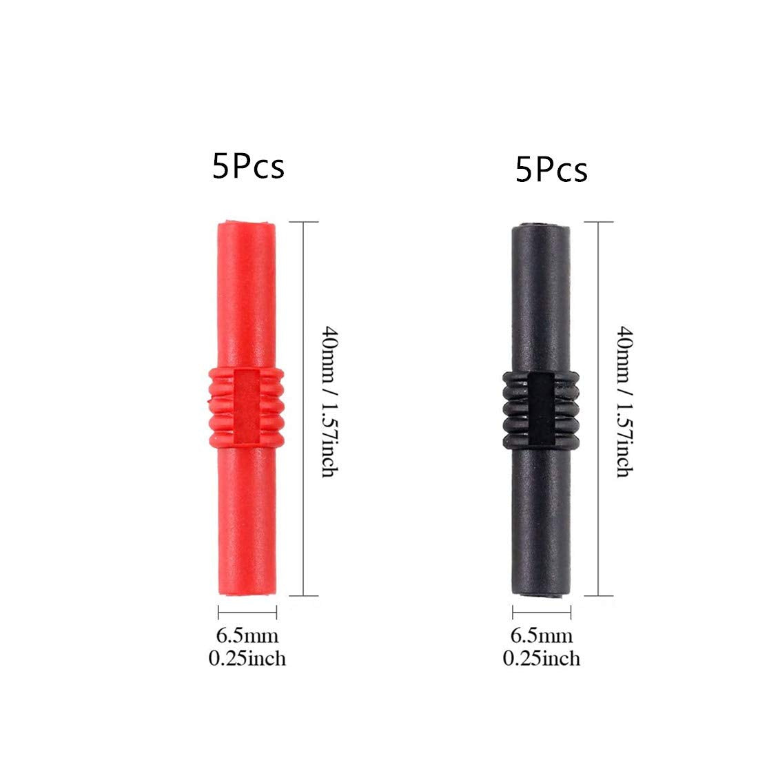 Eledabra Red and Black Insulated 4mm Banana Jack Female to Female Banana Socket Connectors Coupler for 4MM Banana Plug Extension Adapters 10Pcs