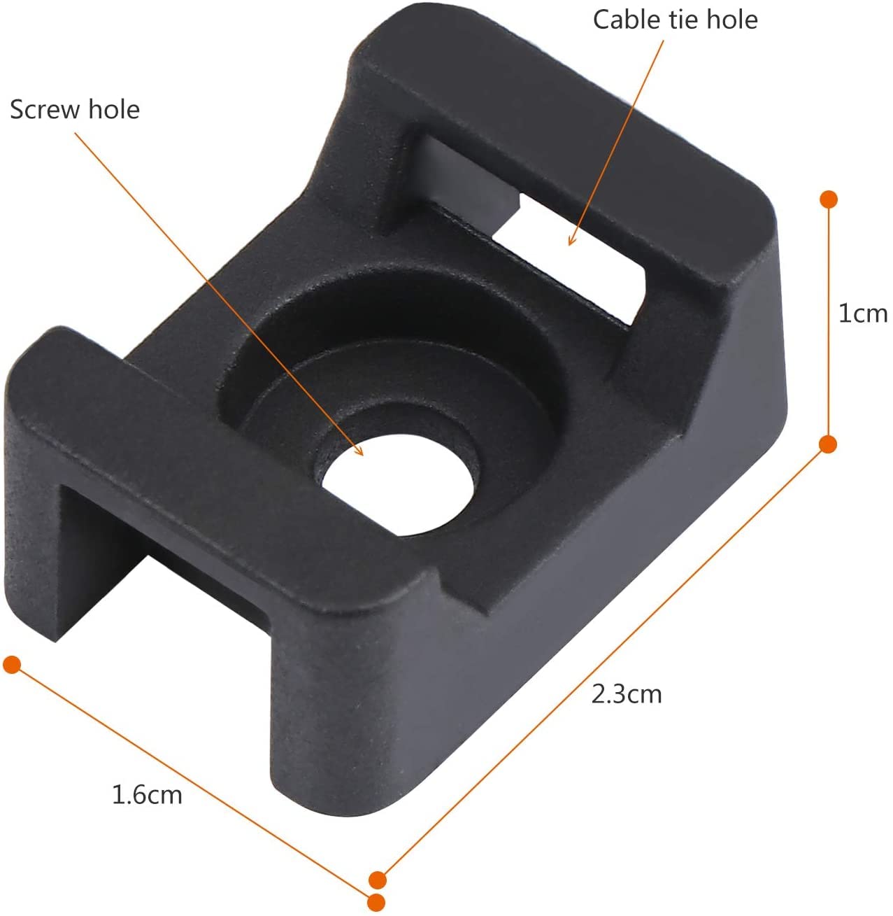 Helonge Cable Tie Mounting,100 Pcs Zip Tie Base,5 mm(M5) Screw Hole, 23x16x9(L*W*H) mm Cord Tie Mount Wire Tie Holder Fix Bottom Wire Management