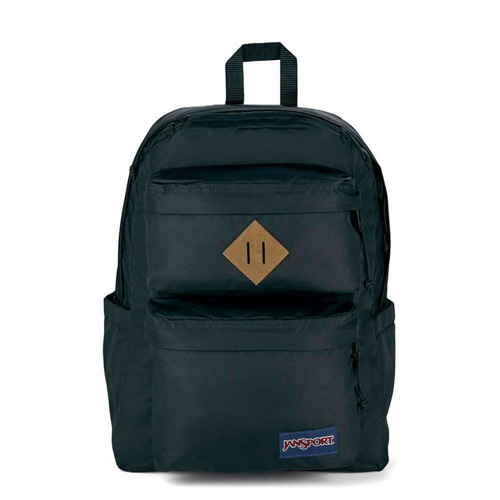 JanSport Double Break Backpack - 15-inch Padded Laptop Compartment, Dual Water Bottle Pockets, Internal Organizer, Large Main Compartment, Black