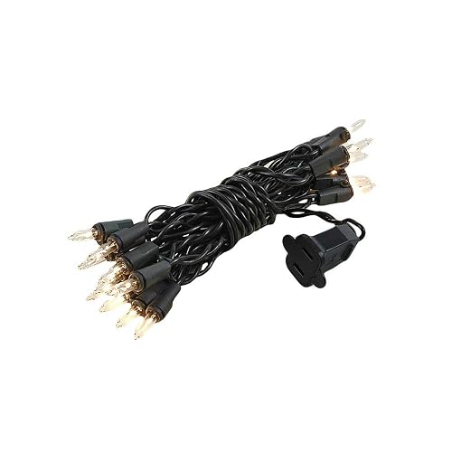 Novelty Lights 5 Feet 20 Bulbs Vintage Short Mini Light String, Clear Bulbs on Black Wire, 4-Inch Spacing Fairy Lights, Connectable End-to-End, UL