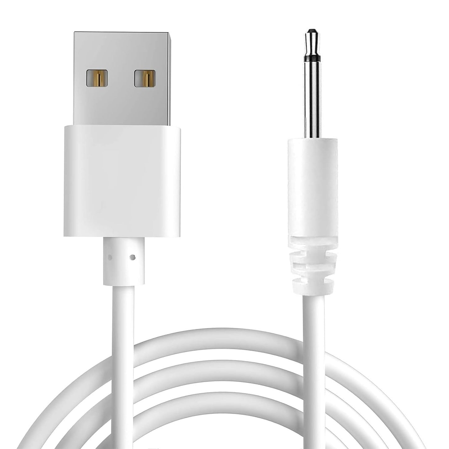 ToneFusion DC Charging Cable USB 16mm Charger Cord Replacement (White) - 3.3ft Cord Fast Charging for Rechargeable Adult Toys Vibrators