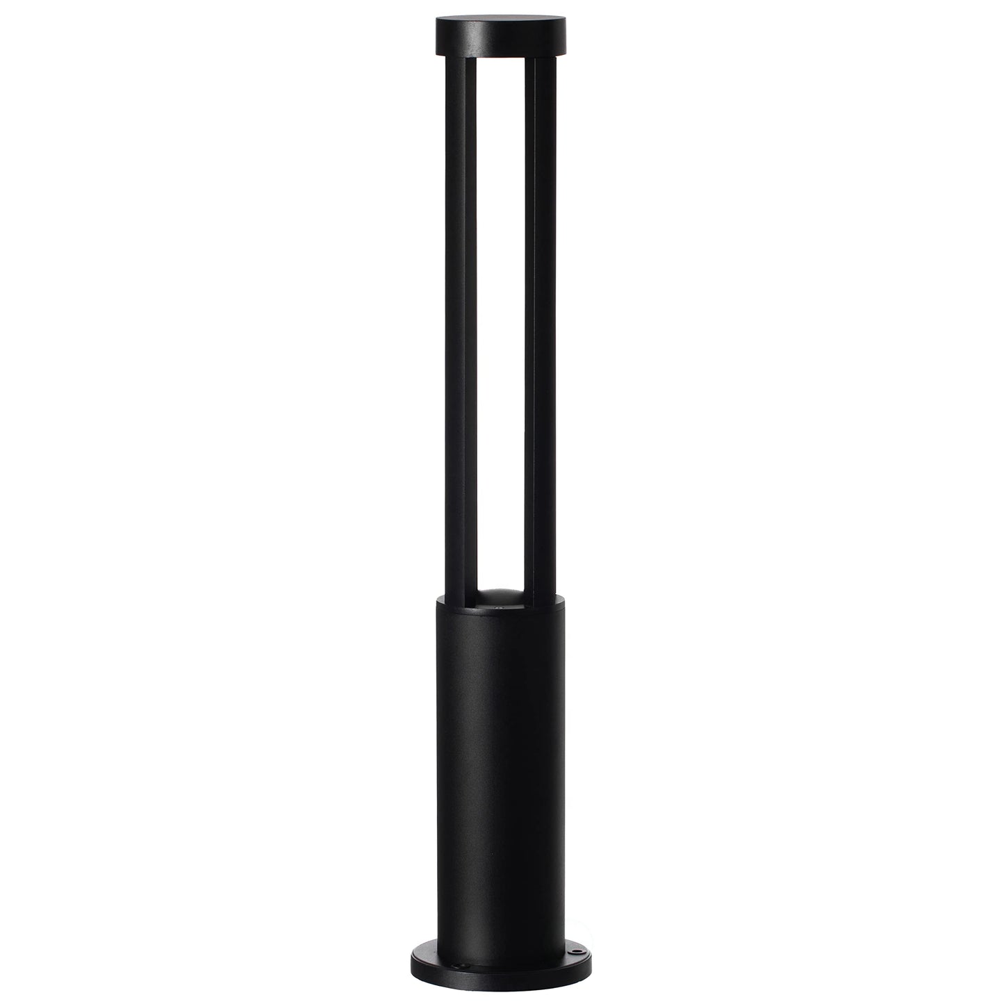 Round Black LED Garden Aluminum Light, Decorative Outdoor Bollard Light for Garden, Pathway, and Driveway