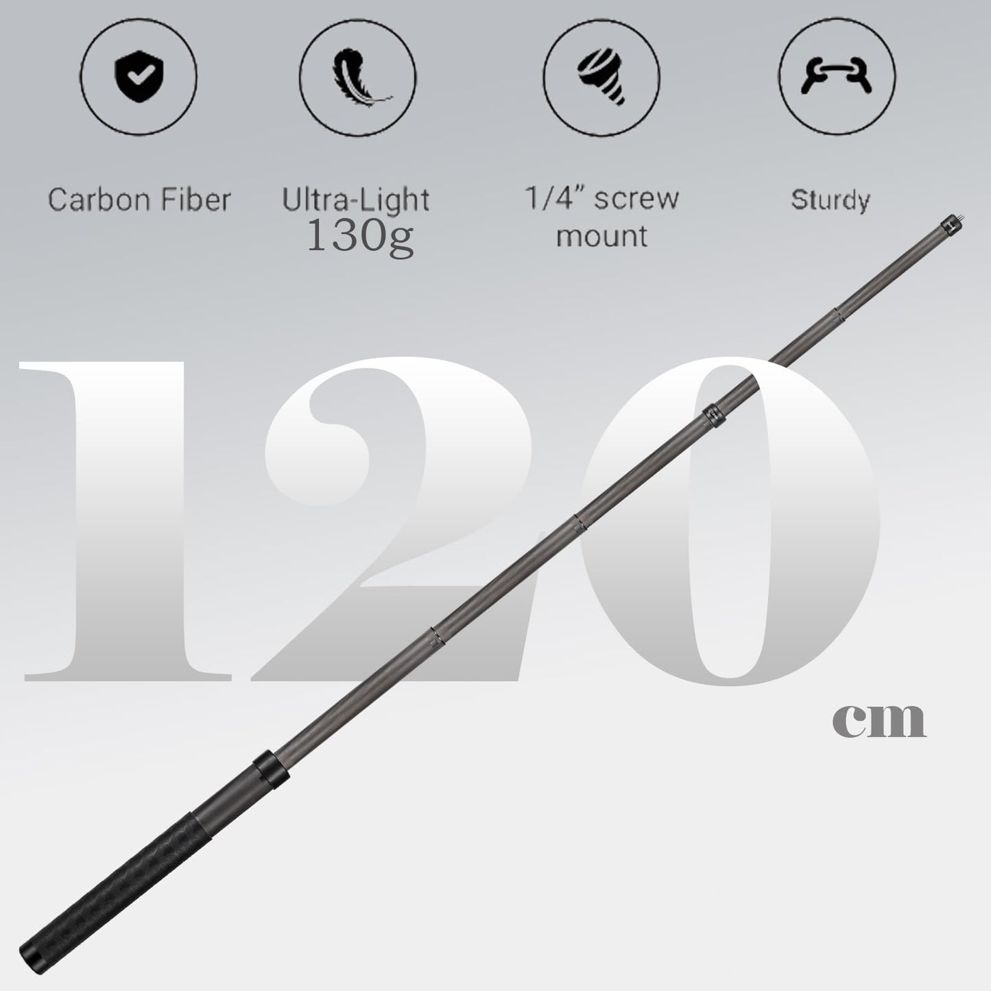 Brave Heart 10.6-47.2 inches Carbon Fiber Invisible Selfie Stick for Insta360 X5 x4 Insta 360 X5 x4 x3 x2 x Go 2 3 for DJI OSMO 360 Action Camera