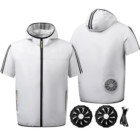 Xerial Summer Cooling Fan Vest For Men Air Conditioned Clothes Women USB Charging Cooling Jacket Outdoor Sunscreen Hiking Fishing (as1, alpha, l
