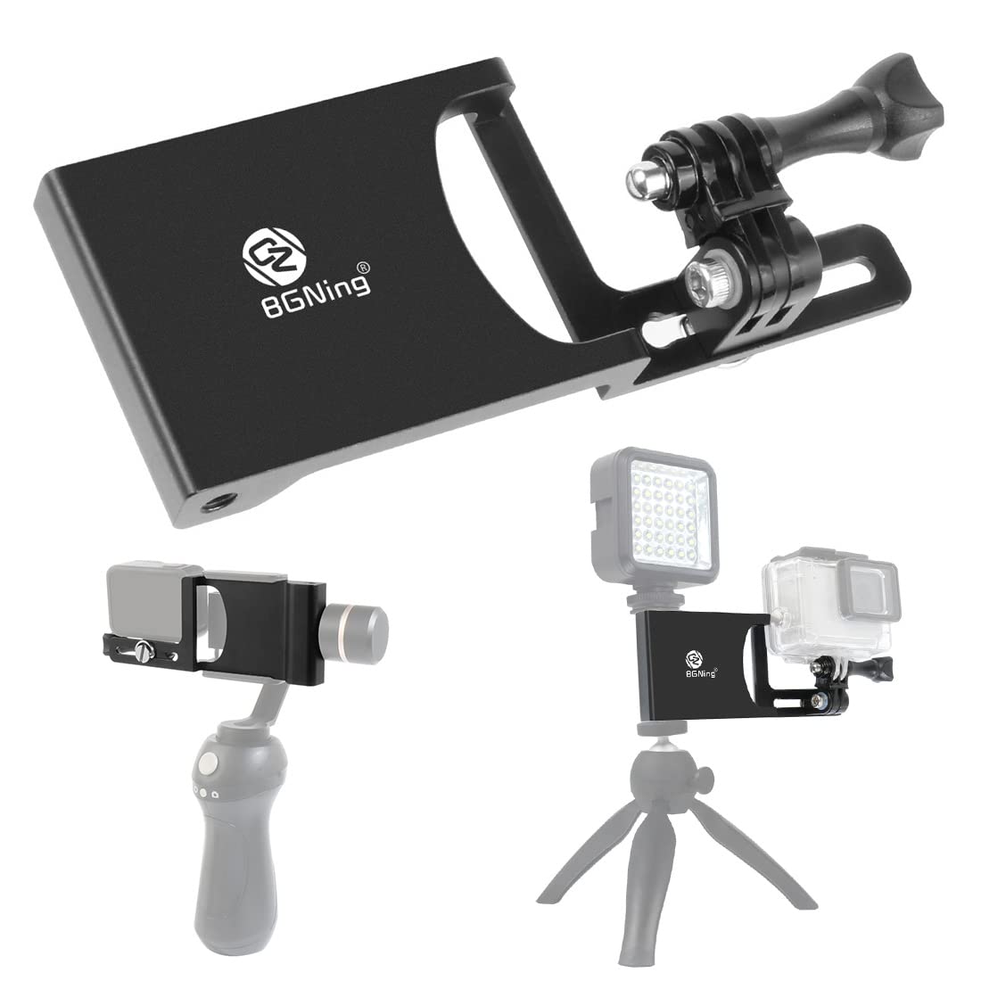 BGNing Aluminum Aloy Gimbal clamp Conversion Board for Sports Camera Stabilizers Gpo 8 Action Camera Selfie Handle Adapter Plate