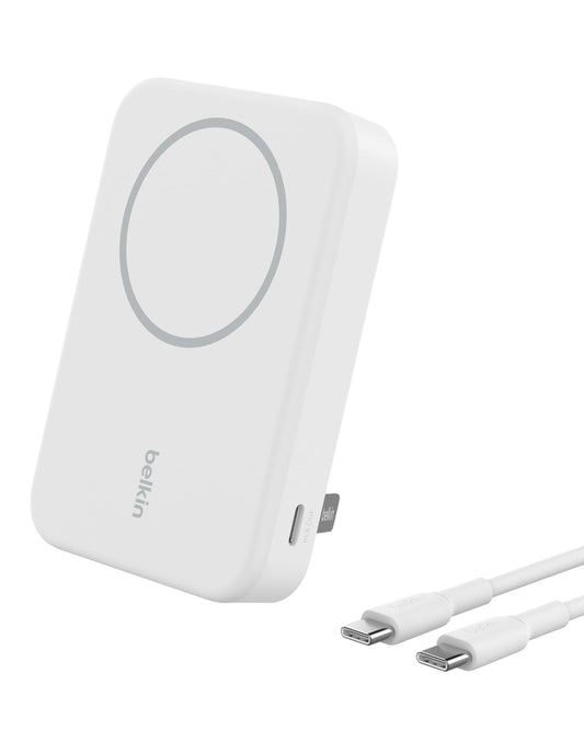 Belkin Portable Charger, Power Bank 10000 mAh w/ Qi2, iPhone Charger - MagSafe Charger w/Built-in Pop-up Kickstand for iPhone 17, Air, Pro, Pro Max