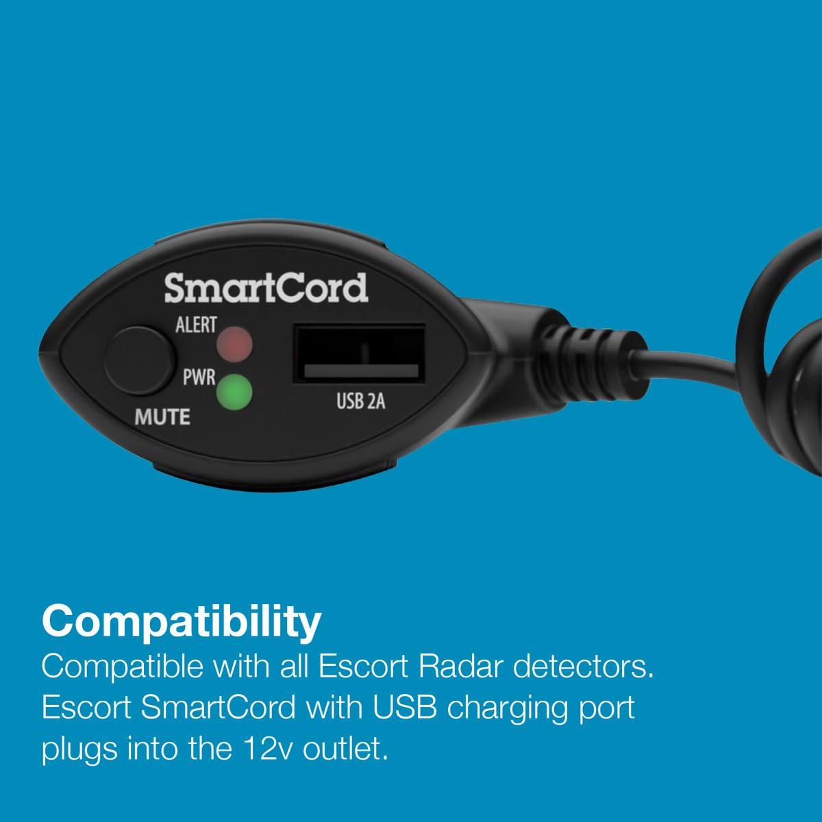 Escort Cobra Official SmartCord USB, Half Straight Half Coiled Cord