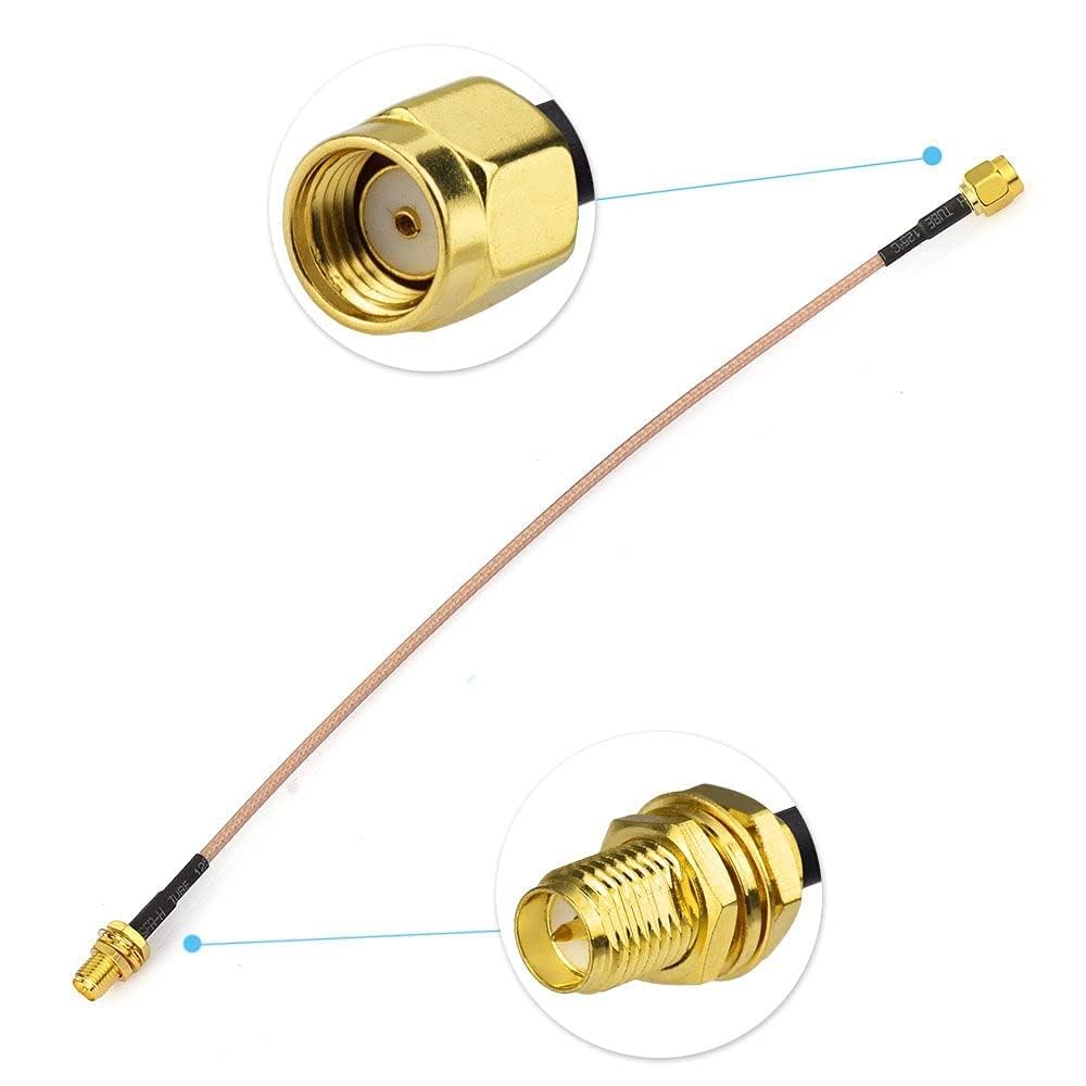 Bingfu WiFi Antenna Extension Cable (2-Pack) RP-SMA Male to RP-SMA Female Bulkhead Mount RG316 Cale 30cm 12 inch for WiFi Router Security IP Camera