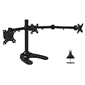 Mount-It! Triple Monitor Stand for 3 Screens up to 24", Height Adjustable Desk Mount with Free Standing or Grommet Base, 22 lbs per Arm, VESA 75x75
