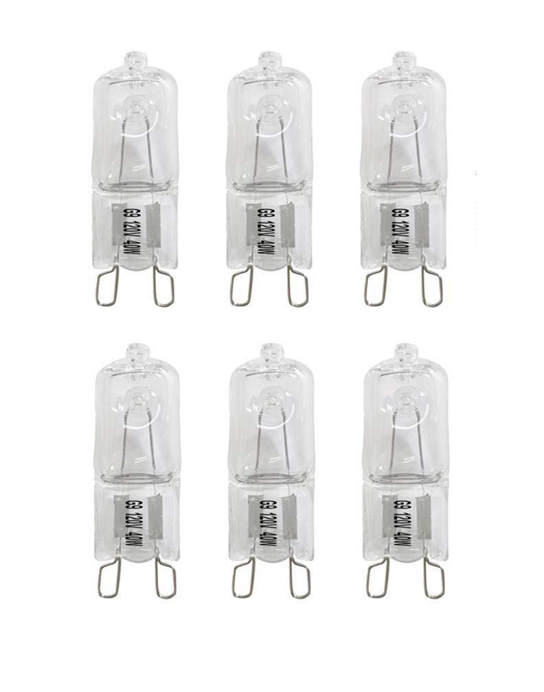 Vstar G9 Halogen Bulb,Clear G9 Bi-pin Base,120V 40W Vanity Lights,6pack