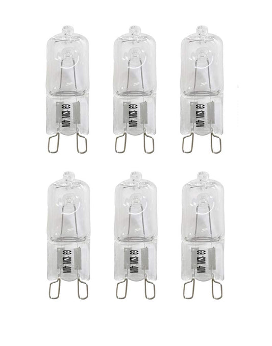 Vstar G9 Halogen Bulb,Clear G9 Bi-pin Base,120V 40W Vanity Lights,6pack