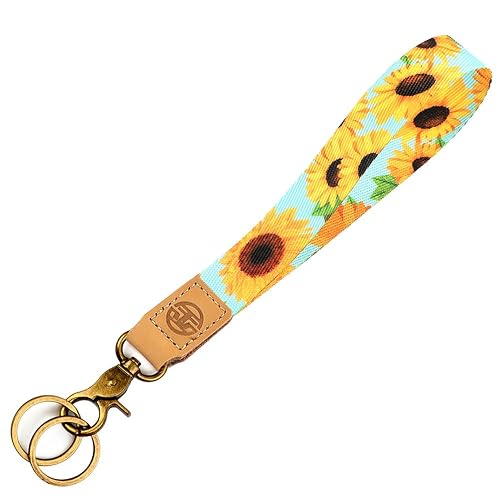 glodentai Cute Wrist Lanyard for Keys, Keychain, Wallet, Id Holder, Cell Phone, Wristlet Lanyard Key Chain Holder (sunflower)