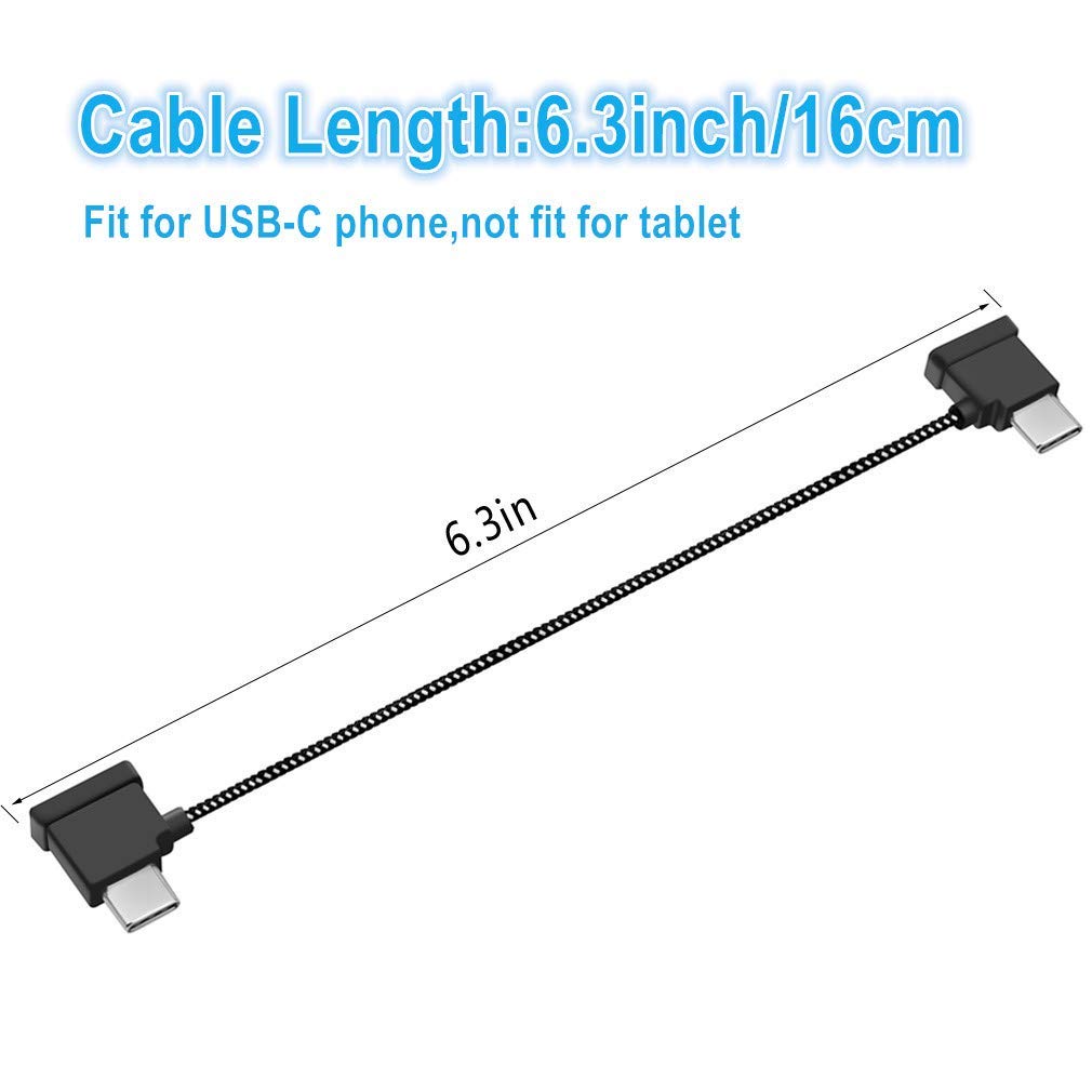 Hanatora 6.3 Inch USB C to USBC RC-N3/N2/N1/N1C Remote Controller Cable for DJI Flip,Neo,Mavic 3,Air 3S/3/2/2S,Mini 4K/2 SE/3/4 Pro,OTG Phone Nylon RC