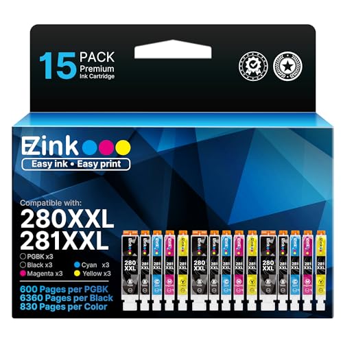 E-Z Ink 15 Pack 280XXL 281XXL Compatible for Canon tr8620a Ink cartridges