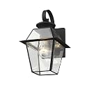 Livex Lighting 2181-04 Westover 1 Light Outdoor Black Finish Solid Brass Wall Lantern with Clear Beveled Glass, 12" x 8" x 14"