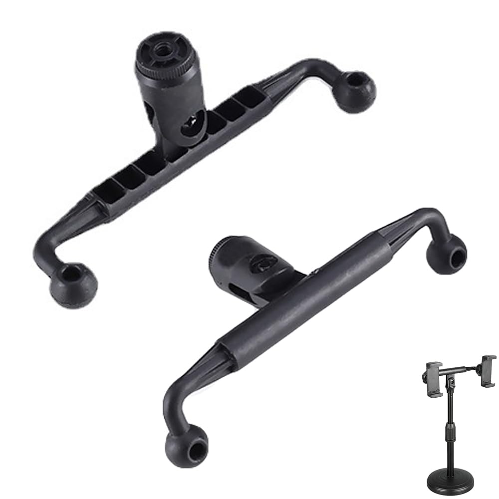 ThtRht 2 Pack Dual Phone Holder Tripod Mount Adapter 17mm Ball Mount Splitter with 1/4"-20 Thread Stand for Camera Tripod Phone Holder Light Stand