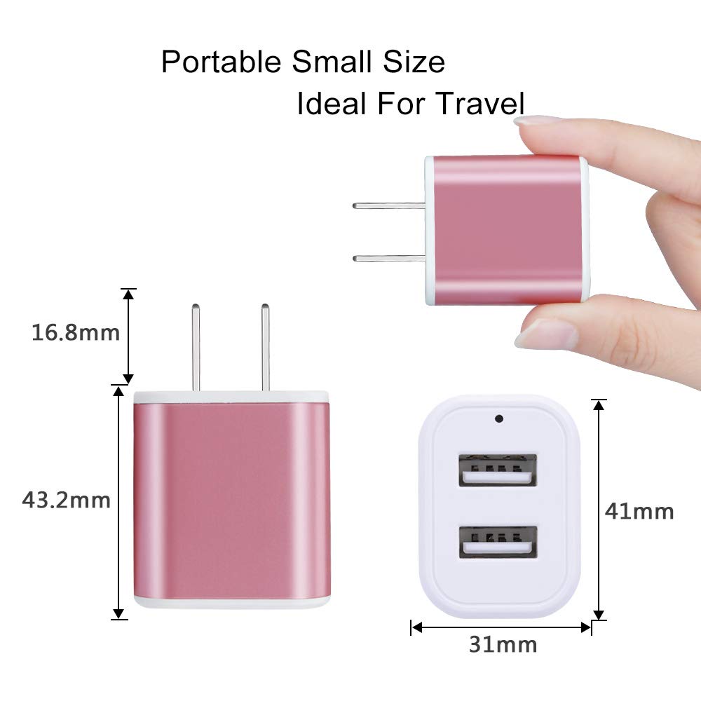 Wall Charger, Micro USB Cable, 2.1A Dual Port USB Wall Charger Cube Fast Charging Block with 2Pack 6ft Android Charging Cord for Samsung Galaxy S6 S7