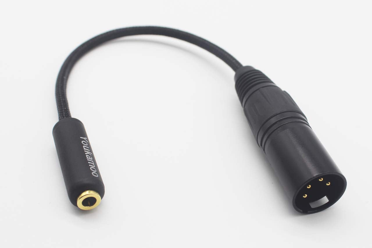 Youkamoo 4 Pin XLR Male to 4.4mm Female Balanced Headphone Adapter Cable 15cm Short Silver Plated for Headphones, Amplifiers, and DAC