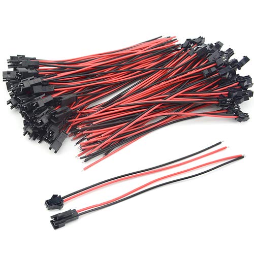 XINGYHENG 100PCS 50Pair JST SM 2PIN 24AWG Female and Male Connection Plug with Red Black Terminal Connector Wire Cable for LED Light Strip 5.9’’