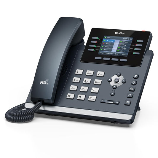 Yealink SIP-T44W - 1301213 - WI-Fi IP Phone - 12 VoIP Accounts. 2.8-Inch Color Display. Dual-Port Gigabit Ethernet, PoE, Power Adapter Not Included