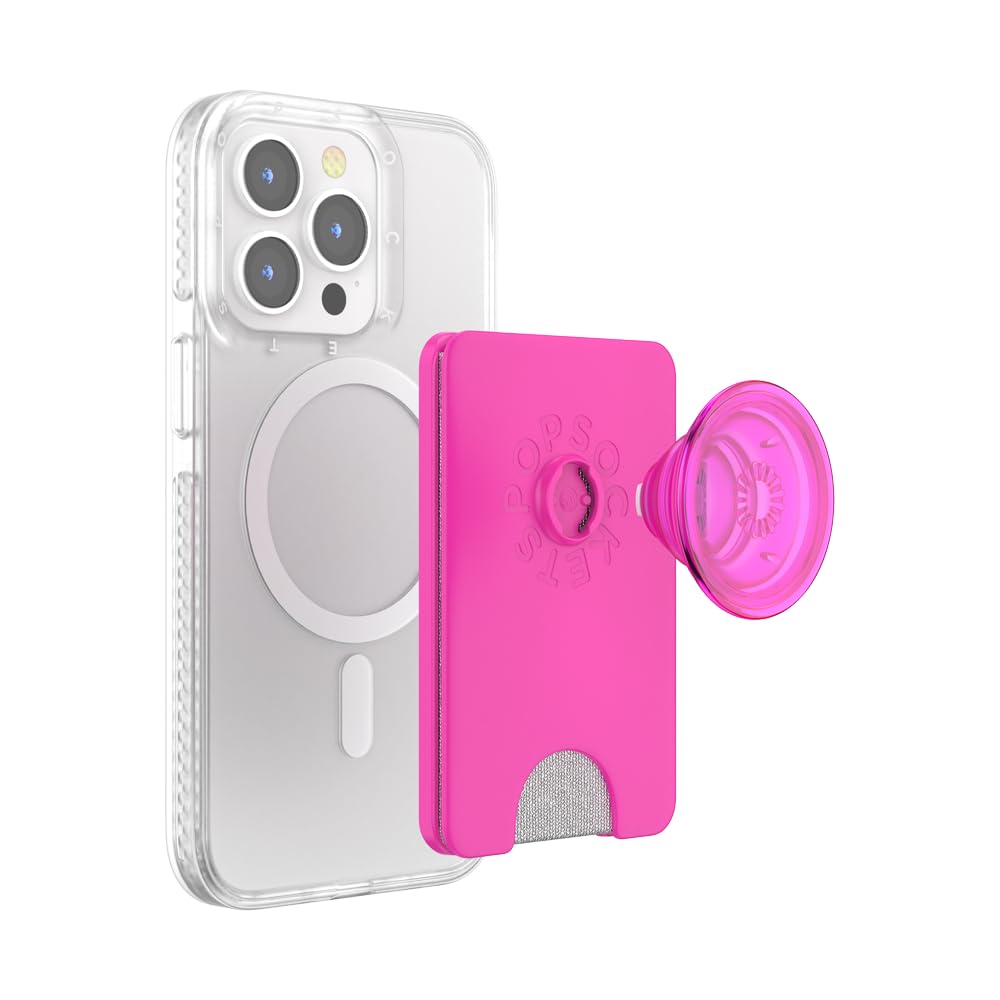 PopSockets Phone Wallet for MagSafe, Phone Card Holder with Grip, Pink - Magenta
