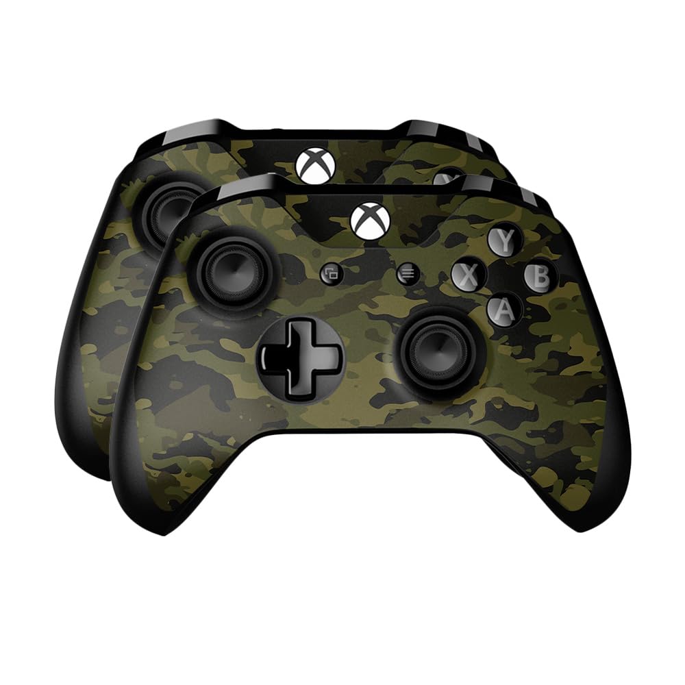 Skin Compatible with Microsoft Xbox One Controller (2 Pack) - Green Camouflage - Premium 3M Vinyl Protective Wrap Decal Cover - Easy to Apply |