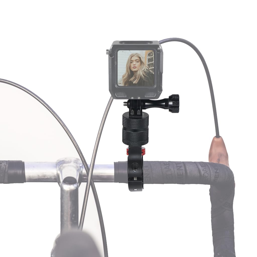 NovelGoal Motorcycle Handlebar Clip Holder 1/4 Screw Bicycle Bike Seatpost Clamp Compatible with Gopro 13 ONE Action Camera Accessories (Black Red
