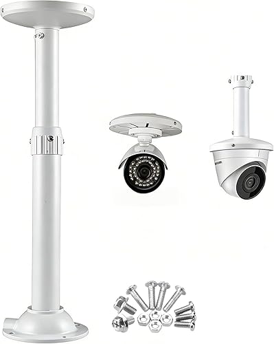 Coolotic 11.8"-23.6" I-Shapped Telescopic Adjustable Camera Mount Bracket, Heavy Duty Metal Wall Ceiling Mount for Dome CCTV Security Cameras