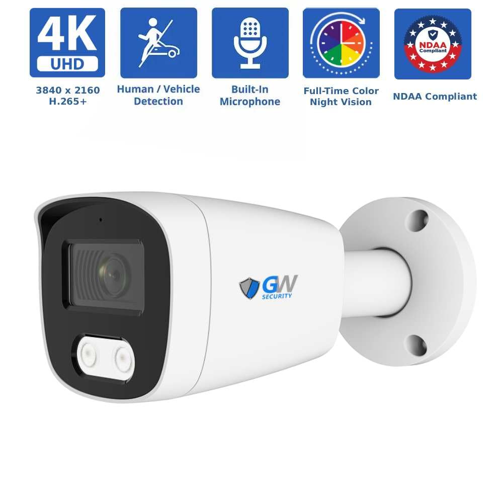GW Security 8MP Full Time Color Night Vision Security Camera System with AI Face/Human/Vehicle Detection, 16CH 4K DVR and 16 x 3840TVL 8MP Outdoor