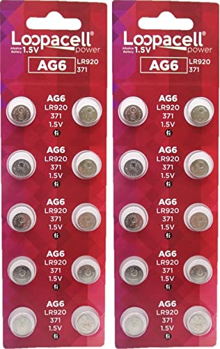 LOOPACELL AG6 LR920 371 370 D371 D370 LR920 LR921 LR69 Alkaline Button Cell Battery X 20