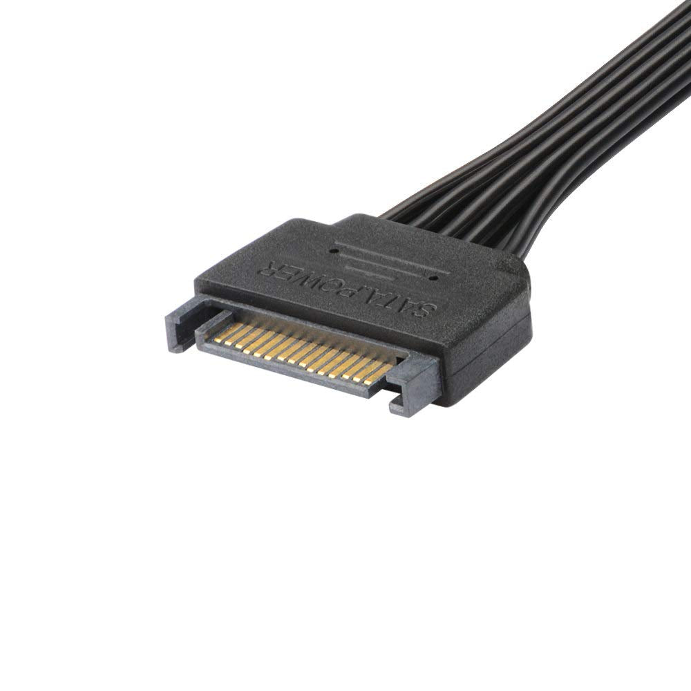 J&D 15 Pin SATA Power Y Splitter Cable (2 Pack), Male to Female, 8 inch