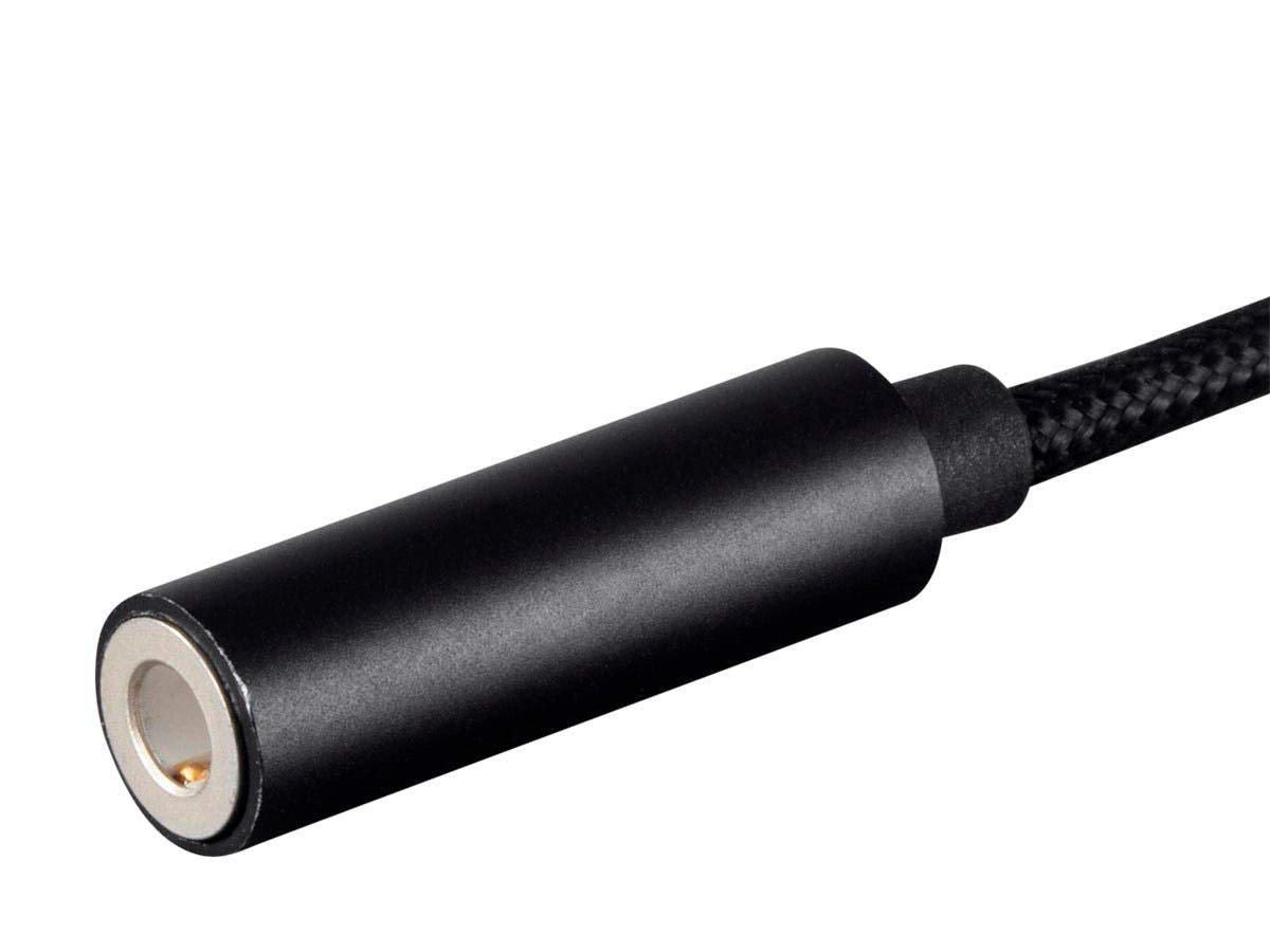Monoprice MFi Certified Lightning to 3.5mm Jack Audio Adapter - Nylon Braided, Black
