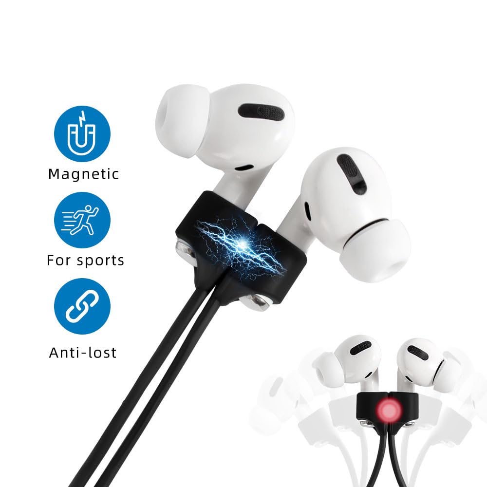 Magnetic Anti-Lost Straps for AirPods,4 Pack Ultra Strong Magnetic AirPods Strap Anti-Lost Neck Rope Cord,Soft Silicone Sports Lanyard Compatible