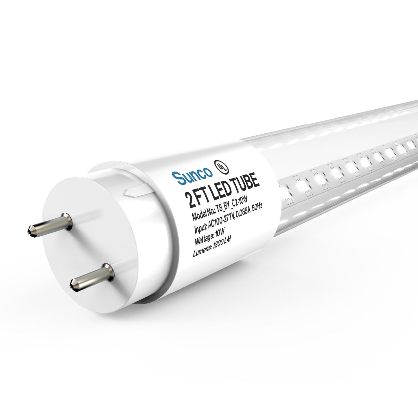 Sunco 2 Foot T8 LED Tube Light Bulbs, 5000K, 10W, Ballast Bypass