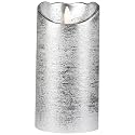Northlight Lighted LED Flameless Flickering Pillar Christmas Candle - 6" - Silver