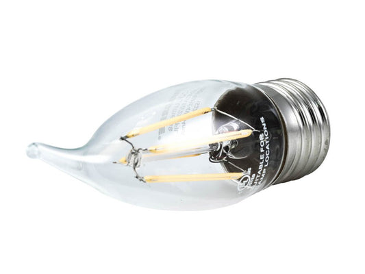 Bulbrite 776560 LED4CA10/27K/FIL 4W LED CA10 Flame-Tip Chandelier Bulb, Warm White