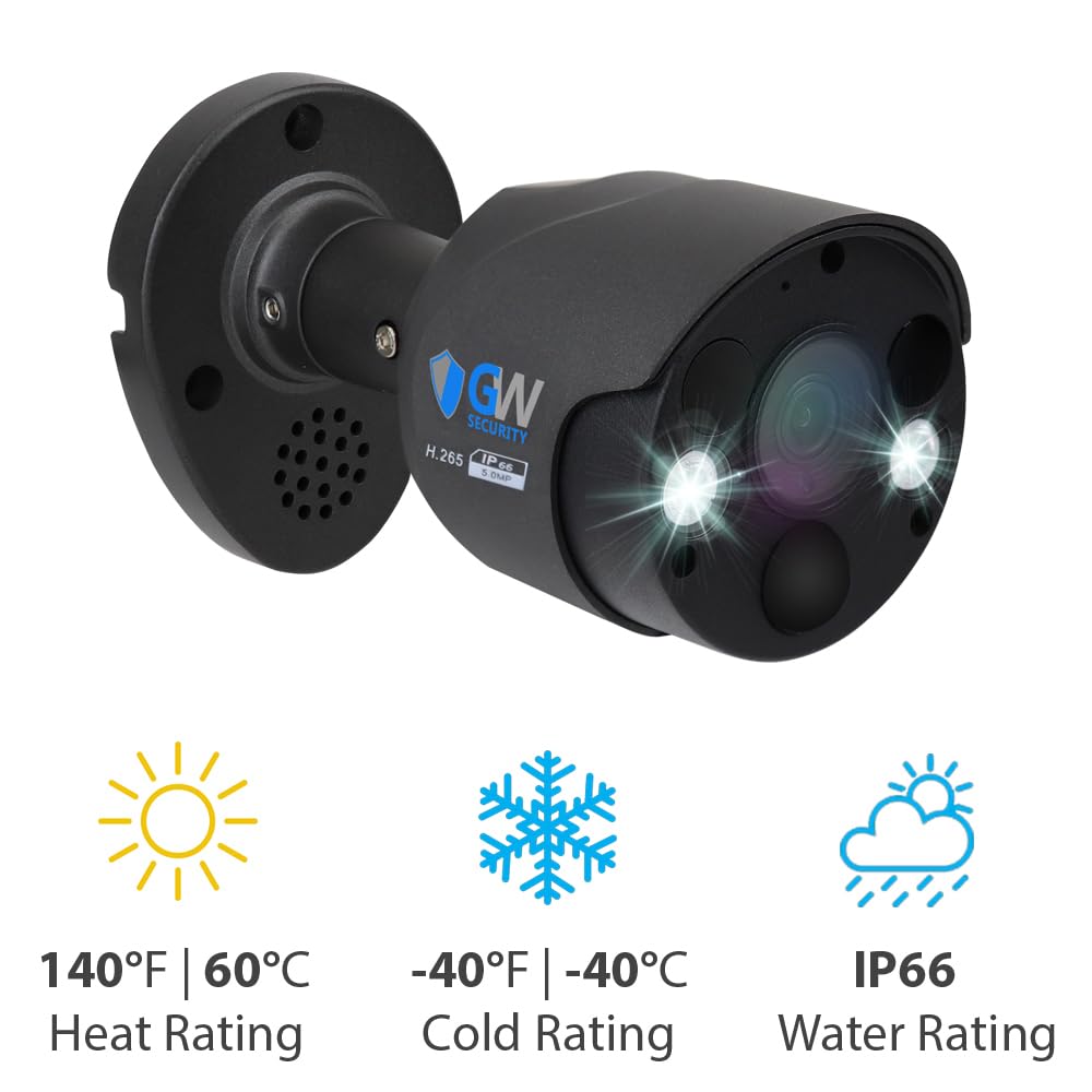 GW Security 2-Way Audio Spotlight 5MP Full-time Color Night Vision PoE Security Camera System, 8 Channel 4K NVR with 4 x 5MP 1920p Face Recognition
