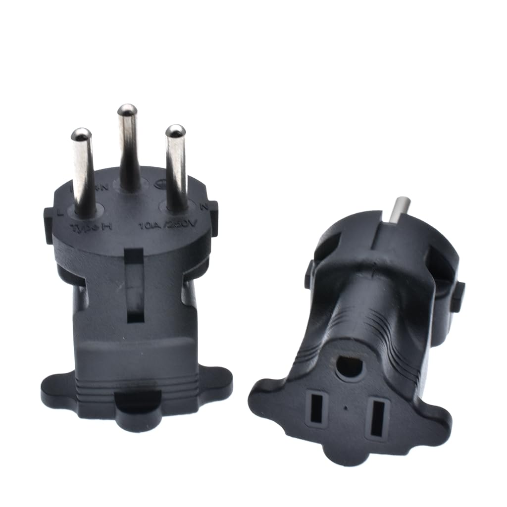Tekit Israel US Plug Adapter Power Converter,USA NEMA 5-15R Female Receptacle to Israel Male Electrical Adapter,Israel to US 3 Prong Strandard NEMA…