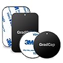 GradCap Metal Plate for Magnetic Phone Mount - 4 Packs Universal Ultra Thin Black Metal Disc w/Strong 3M Adhesive Sticker - Replacement Accessory Kit