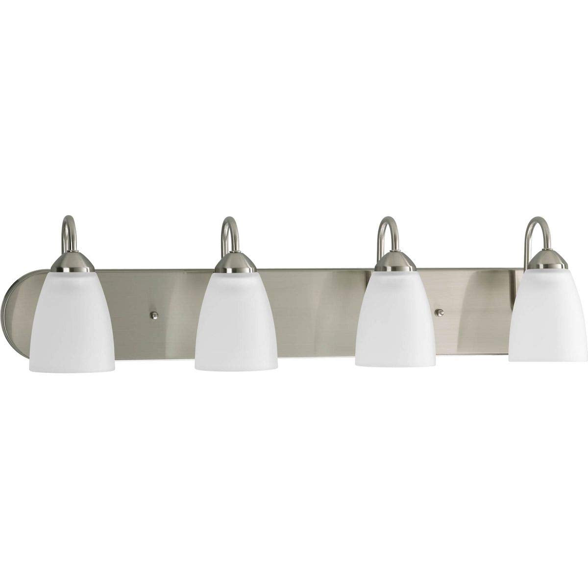Progress Lighting Gather Collection 4-Light Etched Glass Traditional Bath Vanity Light Brushed Nickel
