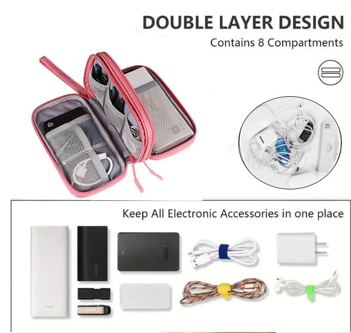 Uioeua for Electronic Organizer, Travel Cable Organizer Bag Pouch Electronic Accessories Carry Case Portable Waterproof Double Layers Storage Bag for
