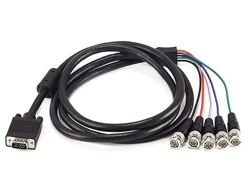 Monoprice VGA HD-15 to 5 BNC RGB Video Cable for HDTV Monitor cable - 6FT (Black)