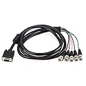 Monoprice VGA HD-15 to 5 BNC RGB Video Cable for HDTV Monitor cable - 6FT (Black)