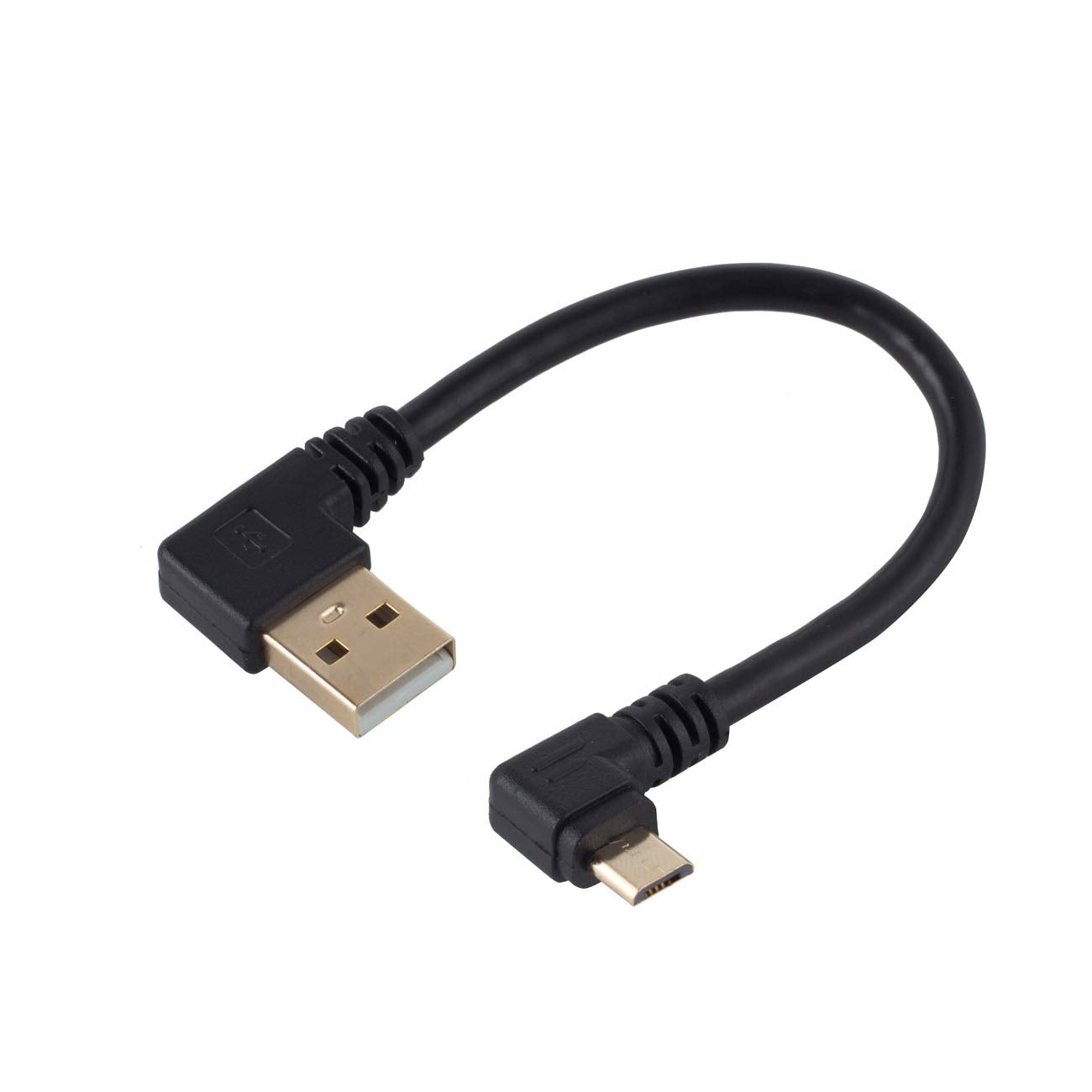 USB to Micro USB Cable 6Inch Right Angle Short USB Micro Cord 90 Degree Fast Charging Cable with Gold Plated Connectors for Samsung Galaxy S7/S6/S5