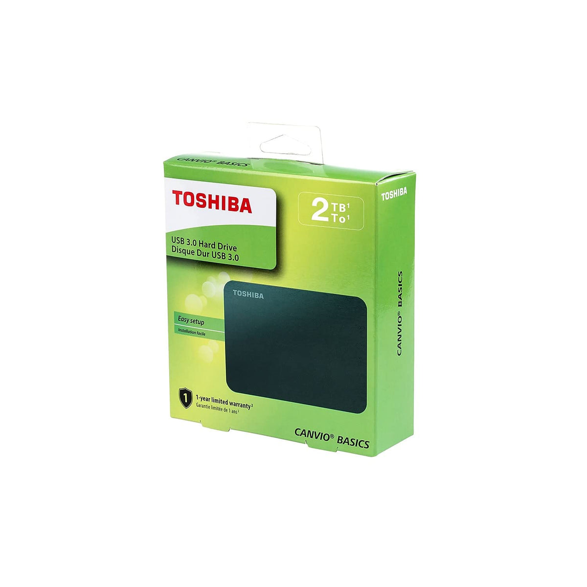 Toshiba Canvio Basics 2TB Portable External Hard Drive USB 3.0, Black - HDTB420XK3AA